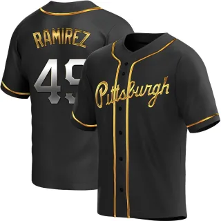 Men's Replica Black Golden Yohan Ramirez Pittsburgh Pirates Alternate Jersey