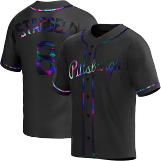 Men's Replica Black Holographic Willie Stargell Pittsburgh Pirates Alternate Jersey