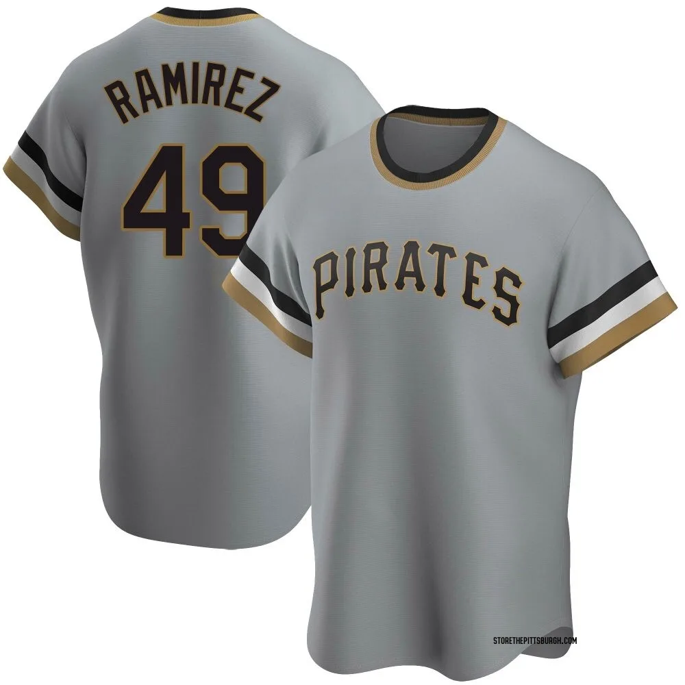 Men's Replica Gray Yohan Ramirez Pittsburgh Pirates Road Cooperstown Collection Jersey