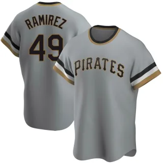 Men's Replica Gray Yohan Ramirez Pittsburgh Pirates Road Cooperstown Collection Jersey