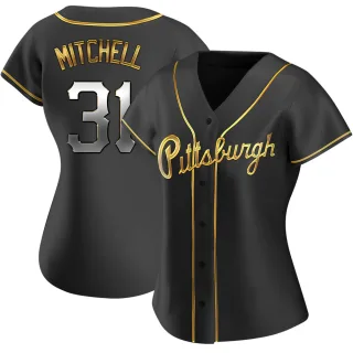 Women's Replica Black Golden Cal Mitchell Pittsburgh Pirates Alternate Jersey