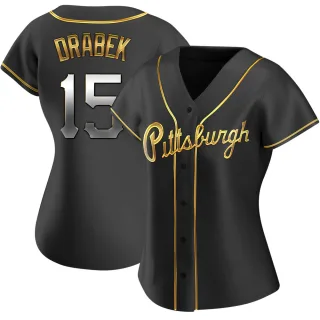 Women's Replica Black Golden Doug Drabek Pittsburgh Pirates Alternate Jersey