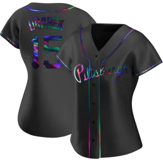 Women's Replica Black Holographic Doug Drabek Pittsburgh Pirates Alternate Jersey