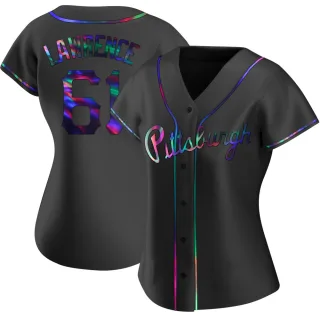 Women's Replica Black Holographic Justin Lawrence Pittsburgh Pirates Alternate Jersey